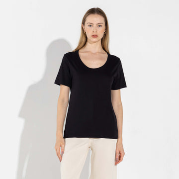 Camiseta Pima Gola U Feminina | Life Collection - Preto