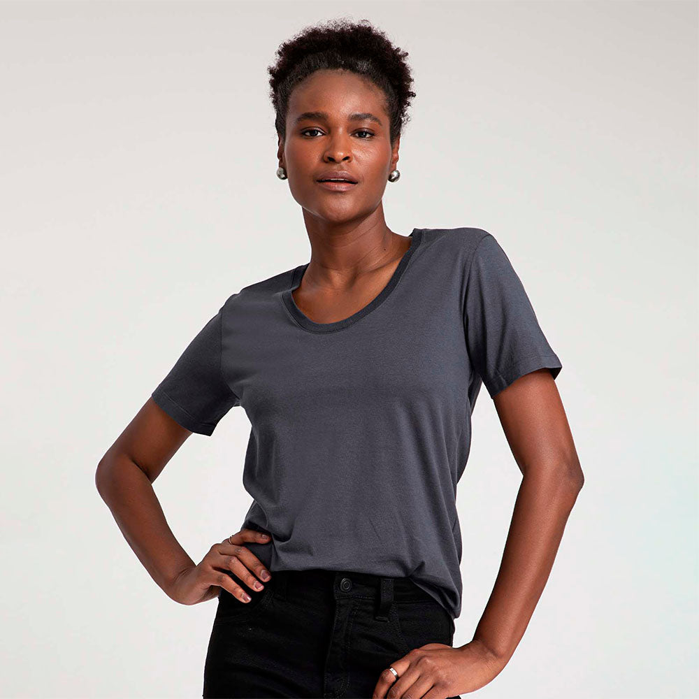 Camiseta Pima Gola U Feminina | Life Collection - Grafite Inativo