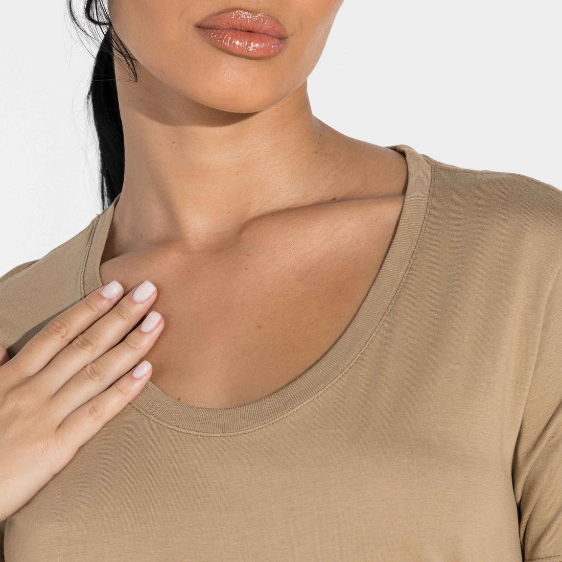 Camiseta Pima Gola U Feminina | Life Collection - Bege Pastel