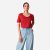 Camiseta Algodão Premium Gola U Feminina | Everyday Collection - Marsala