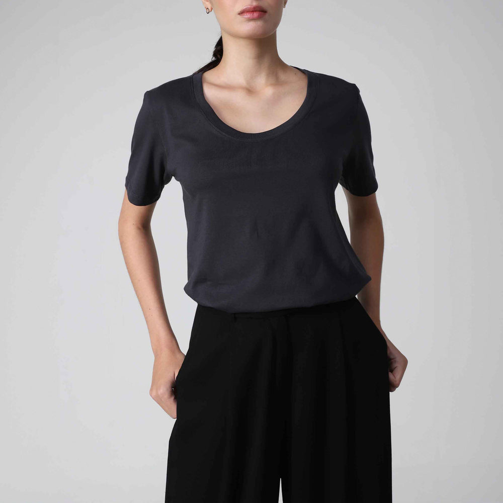 Camiseta Pima Gola U Feminina | Life Collection - Grafite