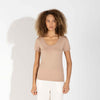 Camiseta Pima Gola U Feminina | Life Collection - Bege Camel