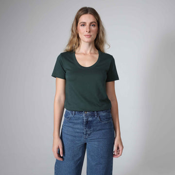 Camiseta Pima Gola U Feminina | Life Collection - Verde Cedro
