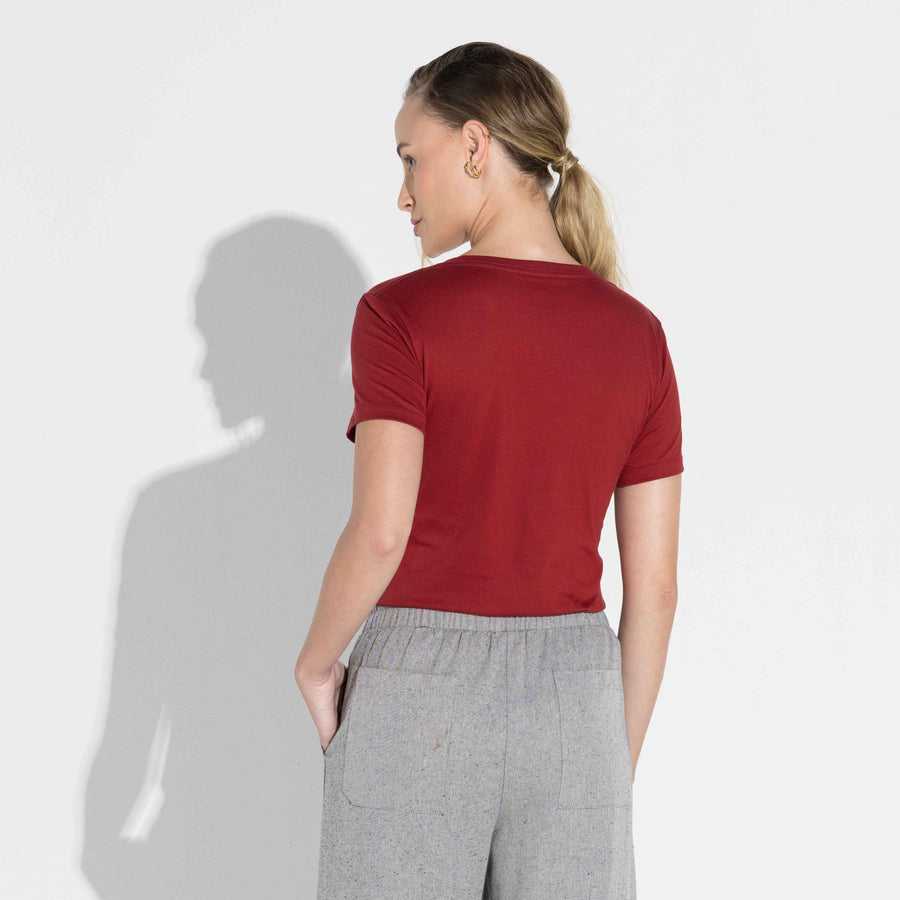 Camiseta Pima Gola U Feminina | Life Collection - Vermelho Escarlate