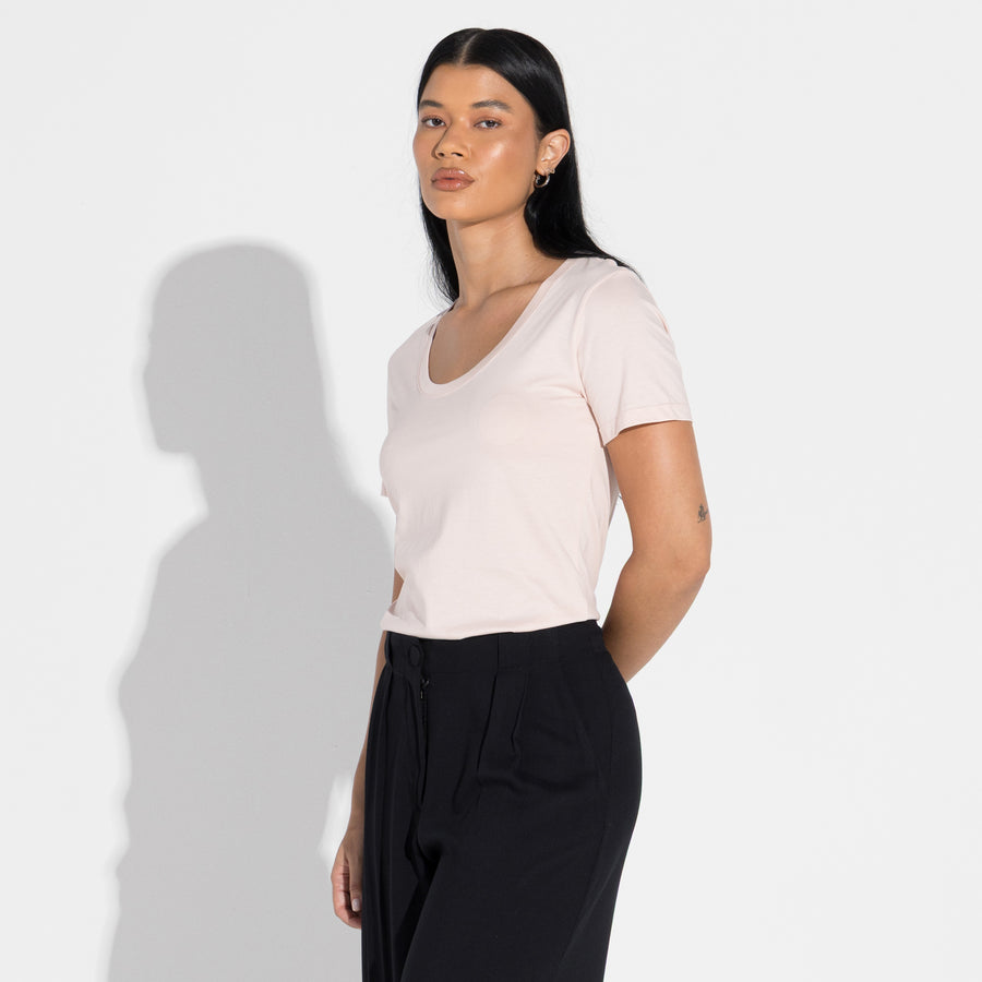 Camiseta Pima Gola U Feminina | Life Collection - Rosa Lemonade