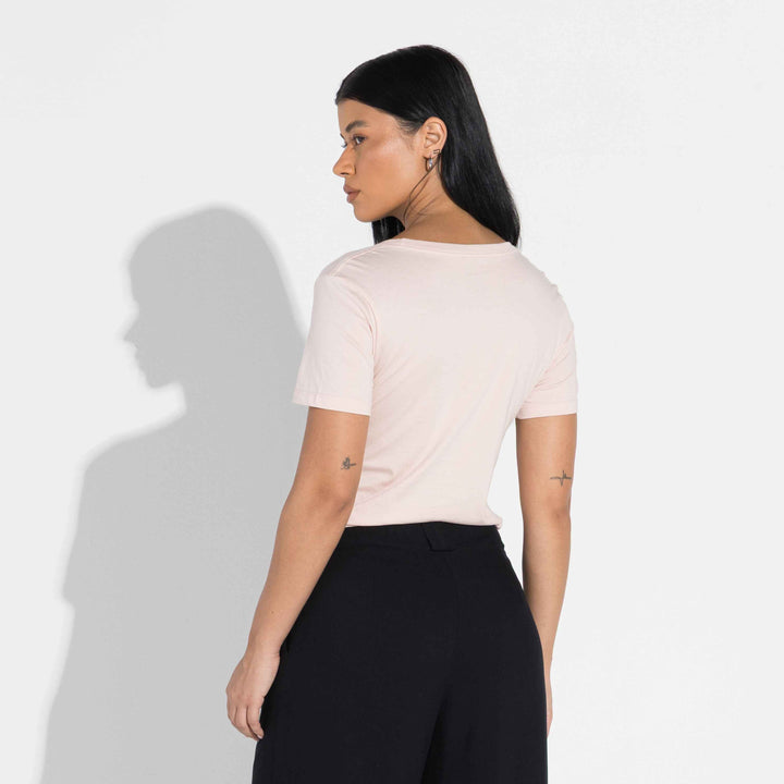 Camiseta Pima Gola U Feminina | Life Collection - Rosa Lemonade