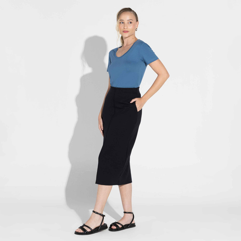 Camiseta Pima Gola U Feminina | Life Collection - Azul Ártico