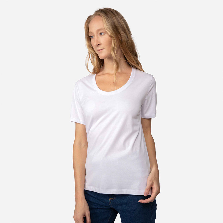 Camiseta Algodão Premium Gola U Feminina | Everyday Collection - Branco