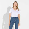 Camiseta Algodão Premium Gola U Feminina | Everyday Collection - Branco