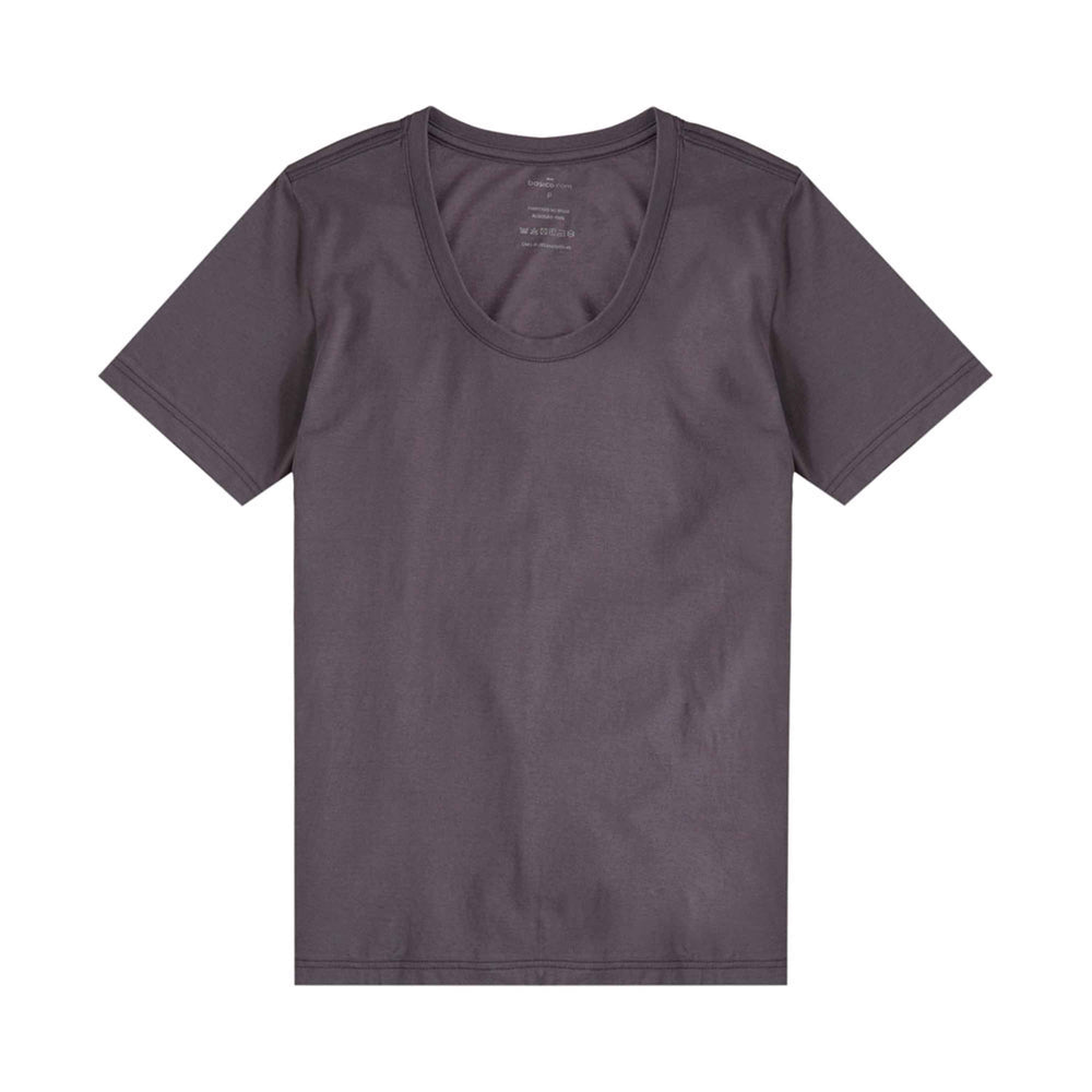 Camiseta Algodão Premium Gola U Feminina | Everyday Collection - Chumbo
