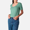 Camiseta Algodão Premium Gola U Feminina | Everyday Collection - Verde Oliva