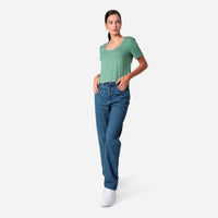 Camiseta Algodão Premium Gola U Feminina | Everyday Collection - Verde Oliva