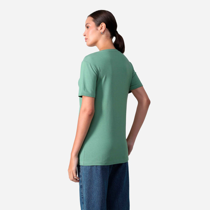 Camiseta Algodão Premium Gola U Feminina | Everyday Collection - Verde Oliva