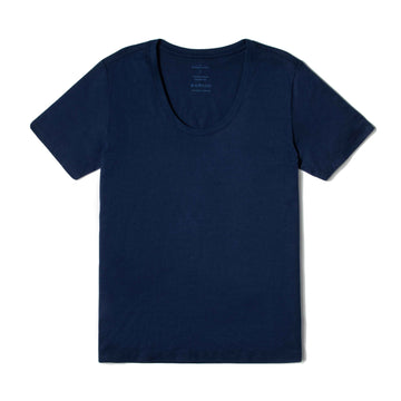 Camiseta Algodão Premium Gola U Feminina | Everyday Collection - Azul Marinho