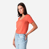 Camiseta Algodão Premium Gola U Feminina | Everyday Collection - Laranja Telha