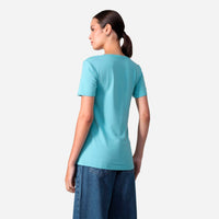 Camiseta Algodão Premium Gola U Feminina | Everyday Collection - Azul Turquesa