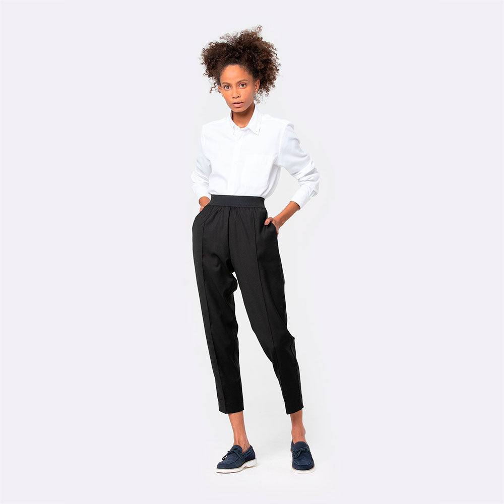Calça Cintura Alta Com Elástico Feminina - Preto