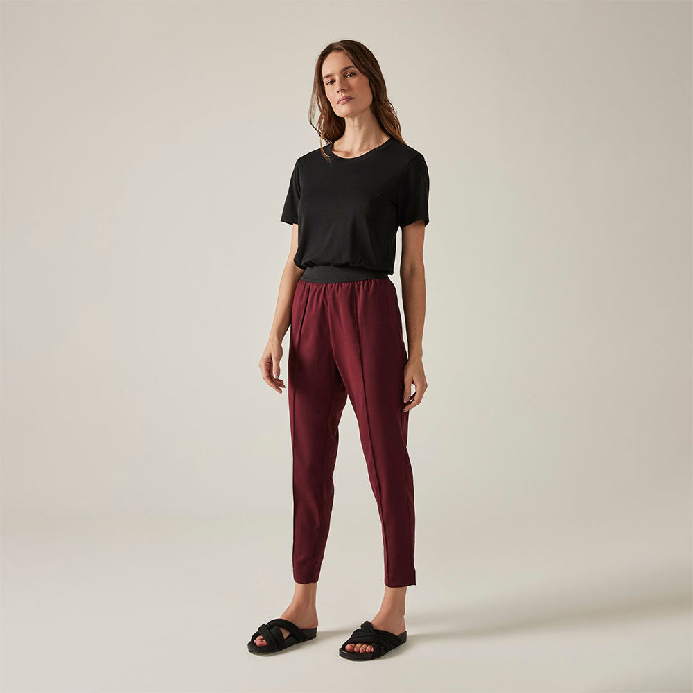 Calça Cintura Alta Com Elástico Feminina - Tinto