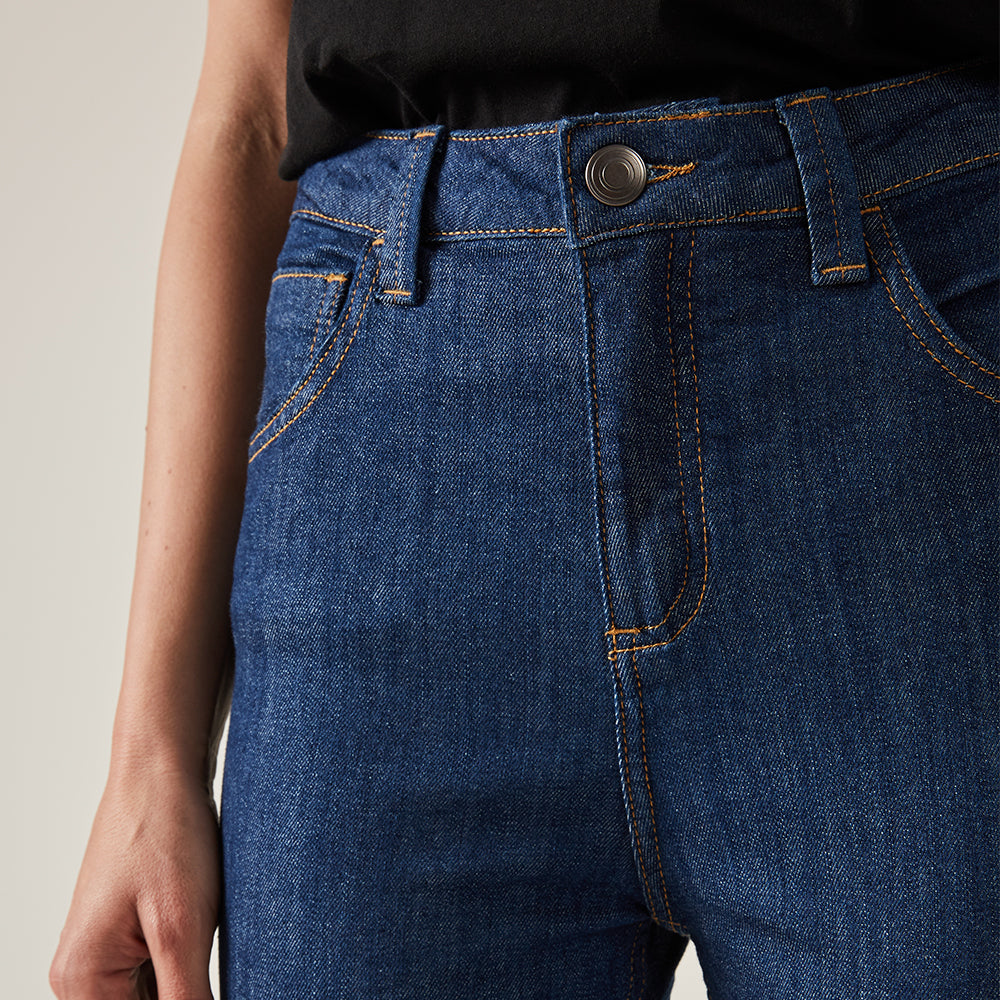 Calça Clássica Jeans Feminina - Índigo Escuro