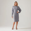 Vestido De Tricot Midi - Cinza Mescla