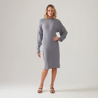 Vestido De Tricot Midi - Cinza Mescla