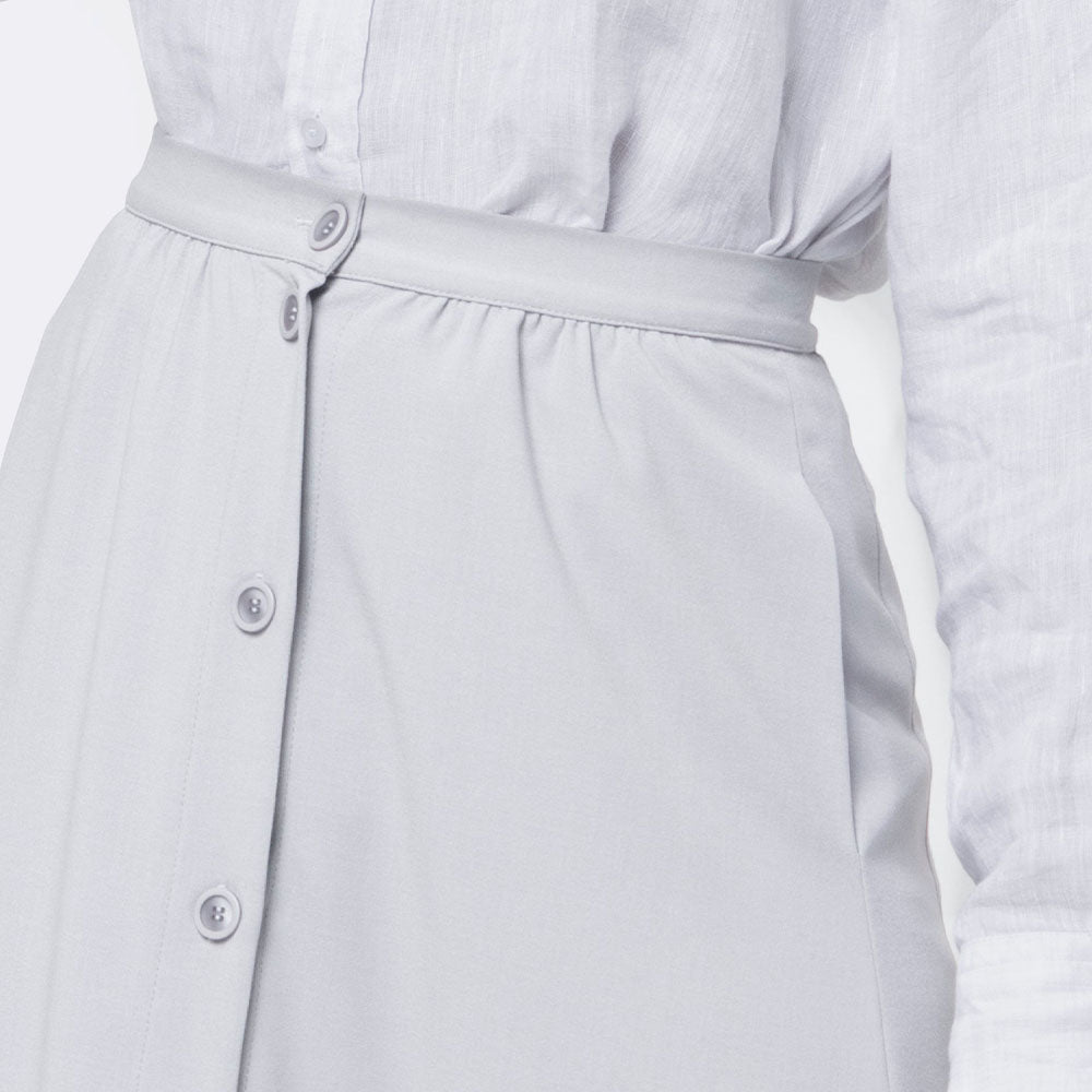 Saia Midi Crepe Feminina - Gelo