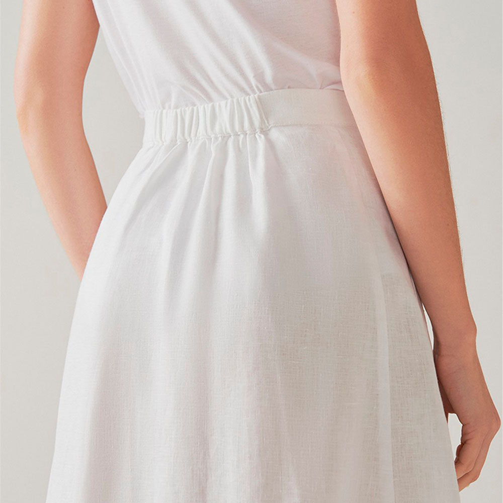 Saia Leve Linho Midi - Branco
