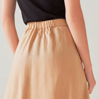 Saia Leve Linho Midi - Camel