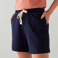 Shorts Elástico Conforto Malha Crepe - Azul Marinho