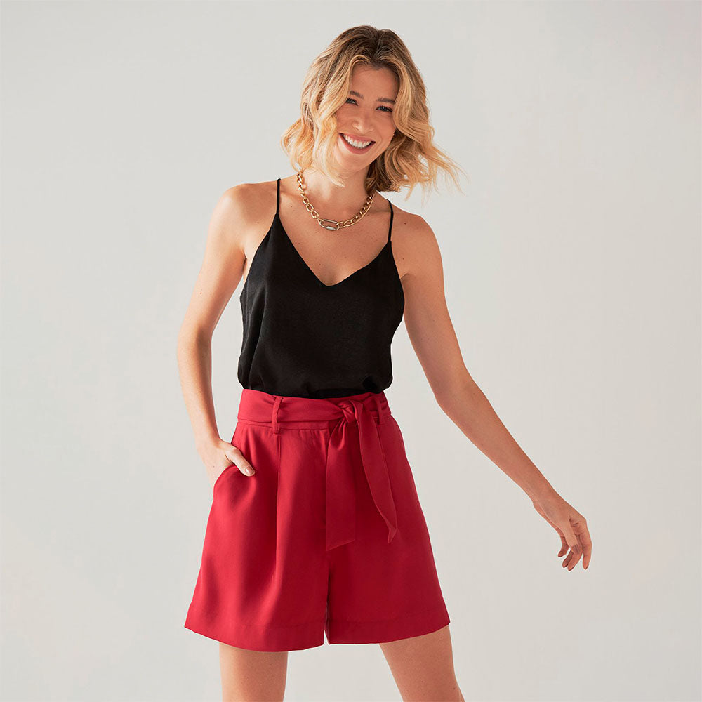 Shorts Clássico Matte Com Faixa - Rubi