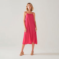 Vestido Fluido Alças Finas - Fúcsia