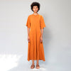 Vestido Gola C Longo Algodão Ocre - Ocre