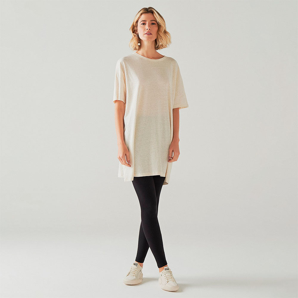 Vestido Oversized Conforto Malha Linho - Cru
