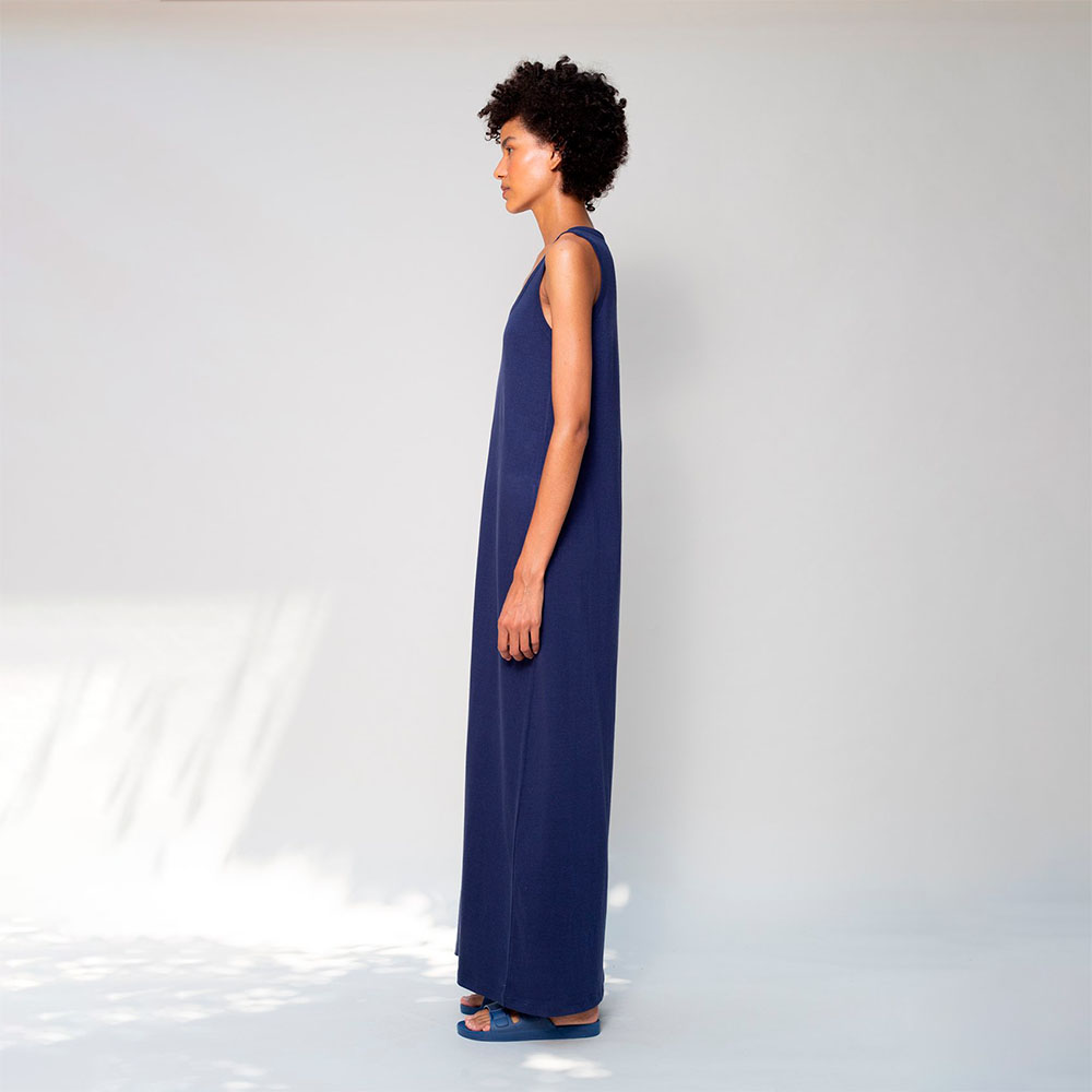 Vestido Regata Longo Feminino - Azul Marinho