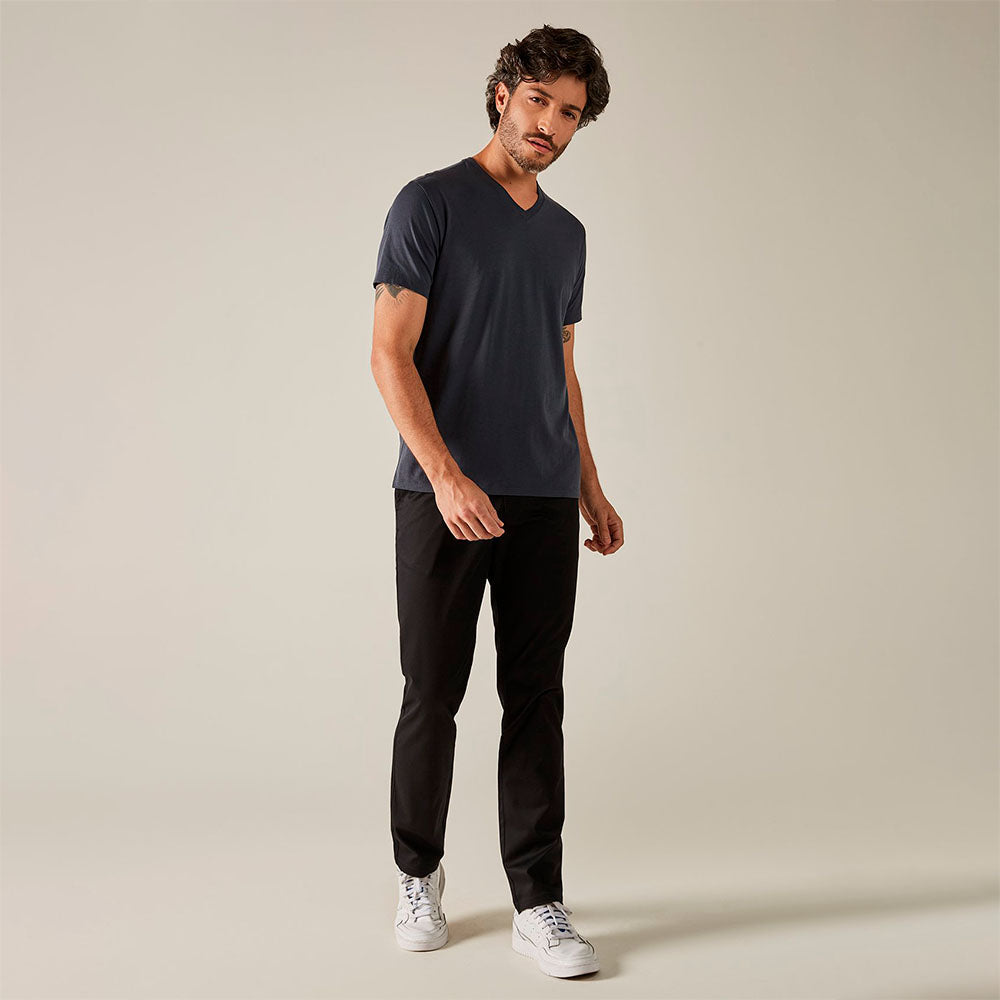 Calça Algodão Egípcio Cós Flexível Masculina - Preto