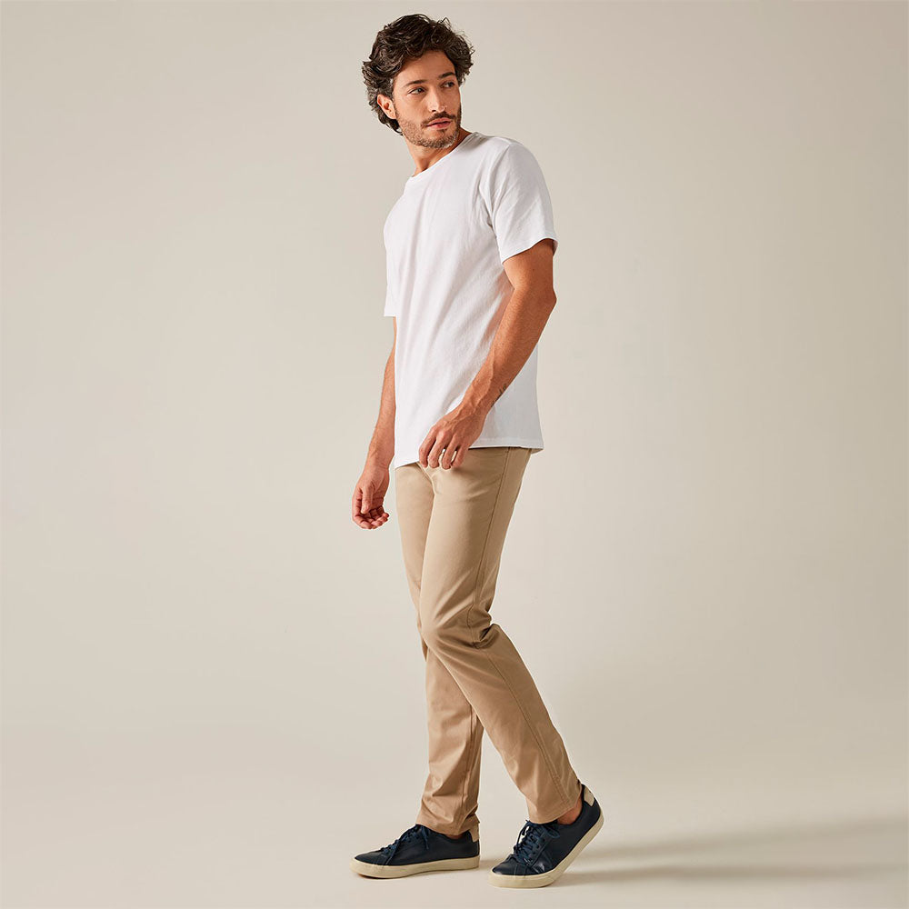Calça Algodão Egípcio Cós Flexível Masculina - Khaki