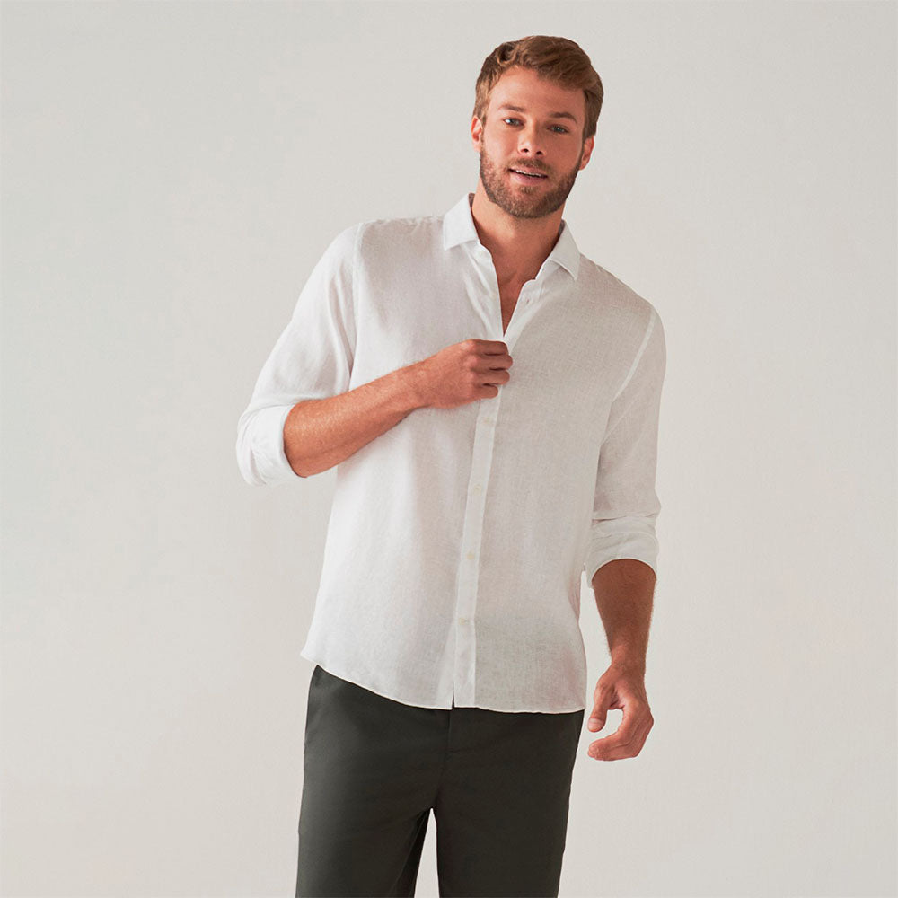 Camisa Básica Leve Linho - Branco