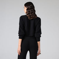 Suéter De Tricot Cropped - Preto