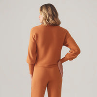Suéter De Tricot Cropped - Camel