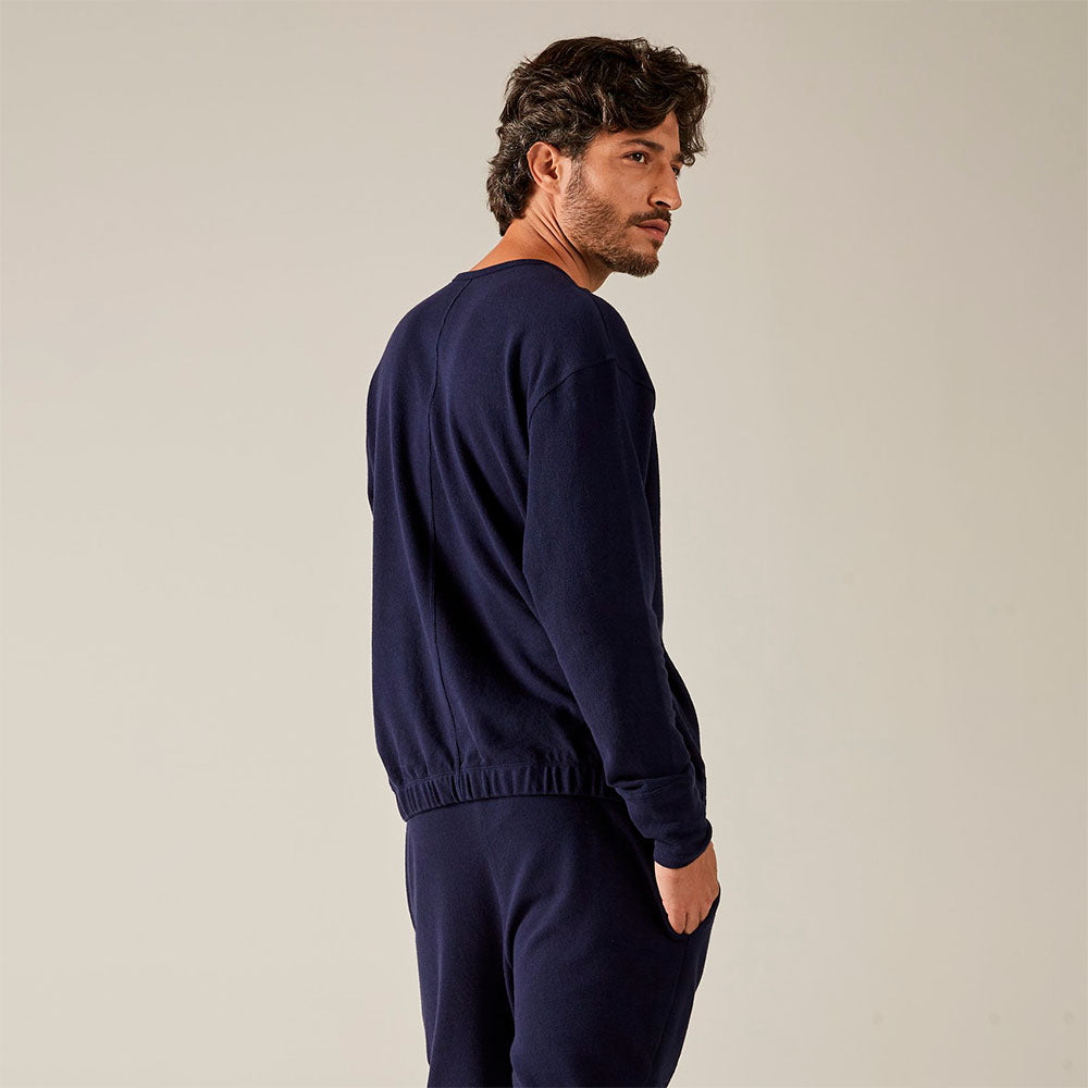 Blusão Algodão Crepe - Azul Marinho