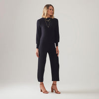 Calça Reta De Tricot - Preto