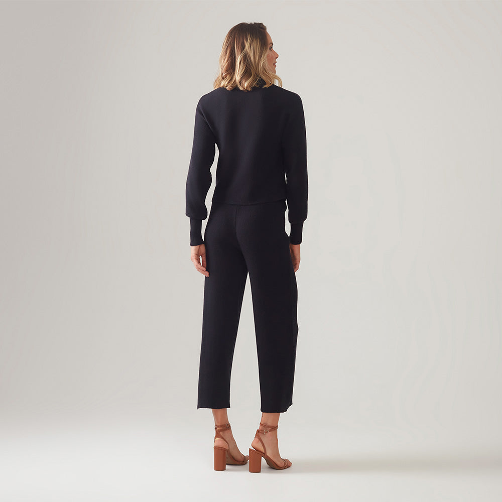 Calça Reta De Tricot - Preto