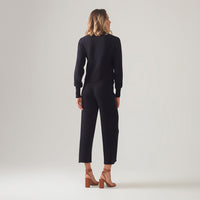 Calça Reta De Tricot - Preto