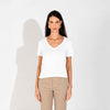 Camiseta Pima Gola V Feminina - Branco