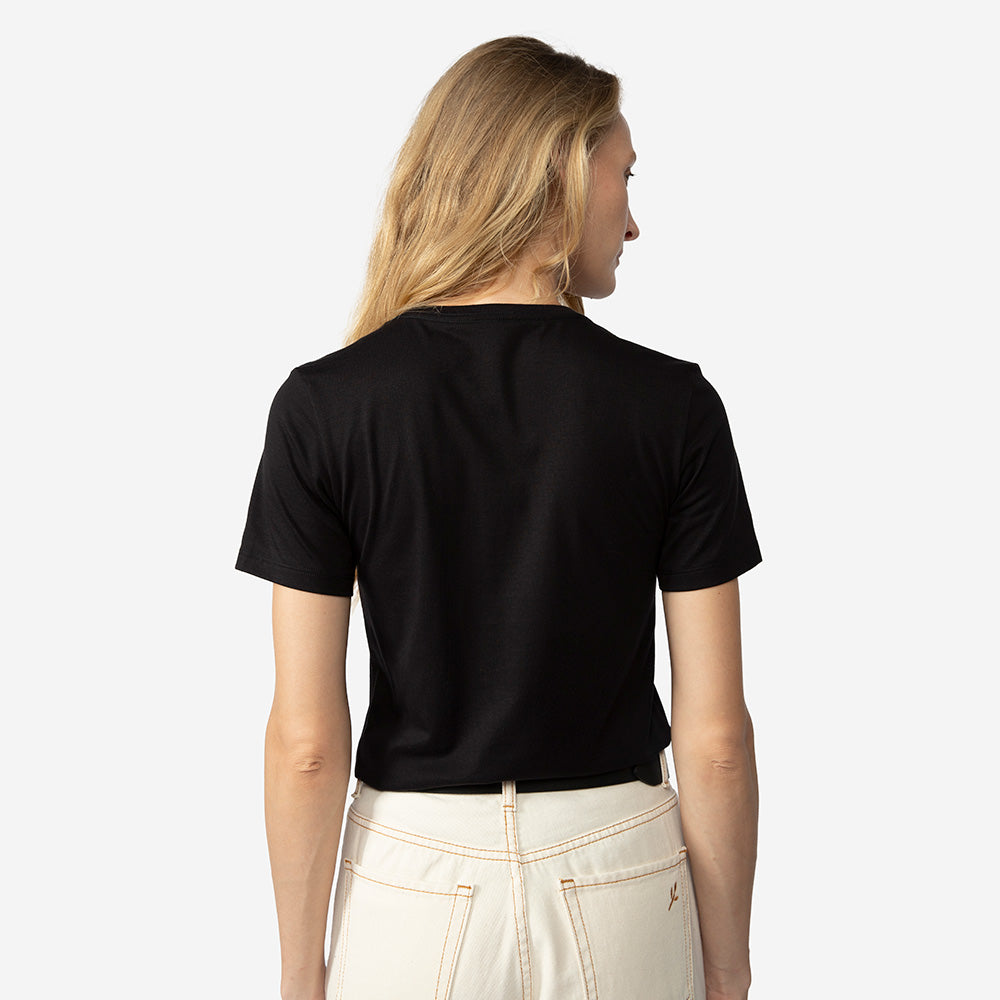 Camiseta Algodão Pima Gola V Feminina | Life T-Shirt - Preto