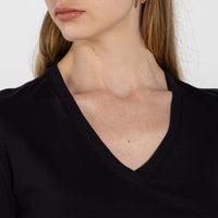 Camiseta Pima Gola V Feminina | Life Collection - Preto