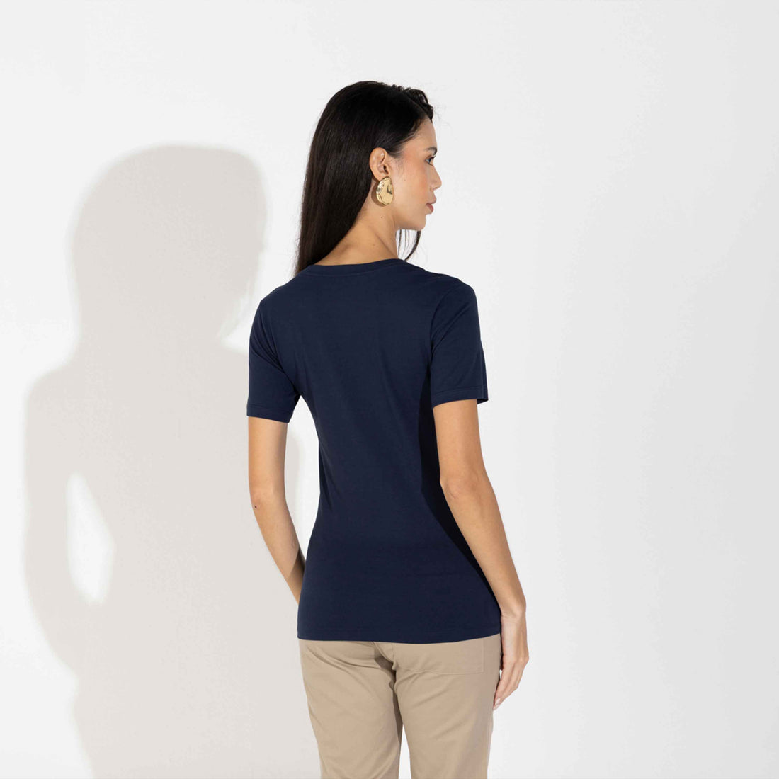 Camiseta Pima Gola V Feminina | Life Collection - Preto