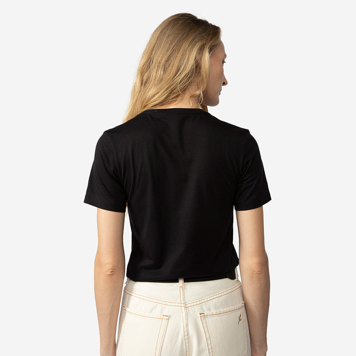 Camiseta Pima Gola V Feminina | Life Collection - Preto