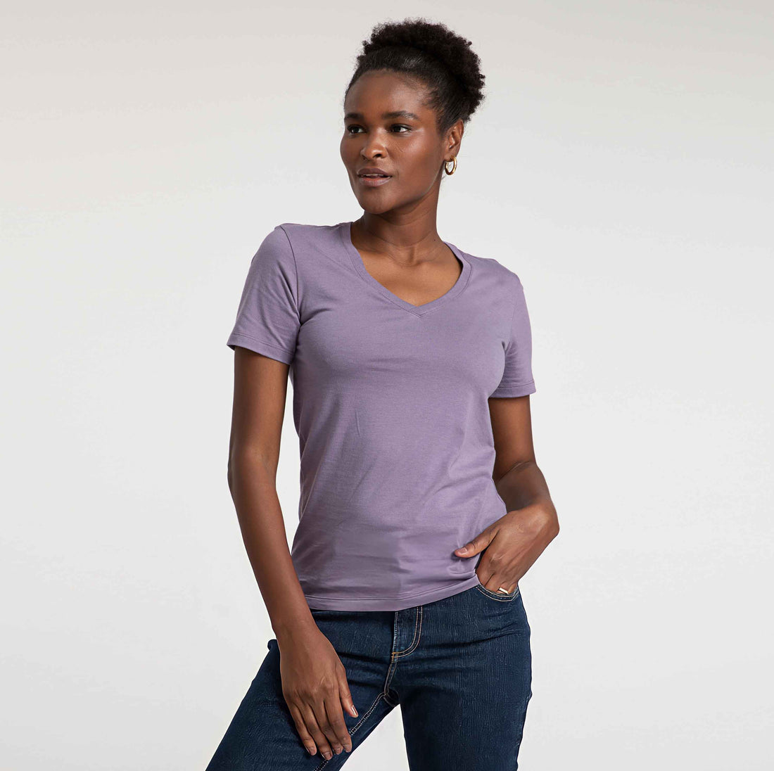 Camiseta Pima Gola V Feminina | Life Collection - Roxo Ametista