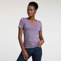 Camiseta Pima Gola V Feminina | Life Collection - Roxo Ametista